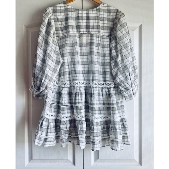 Free People Tiered Plaid Flowy top sz Small will fit M oversized - Picture 4 of 4
